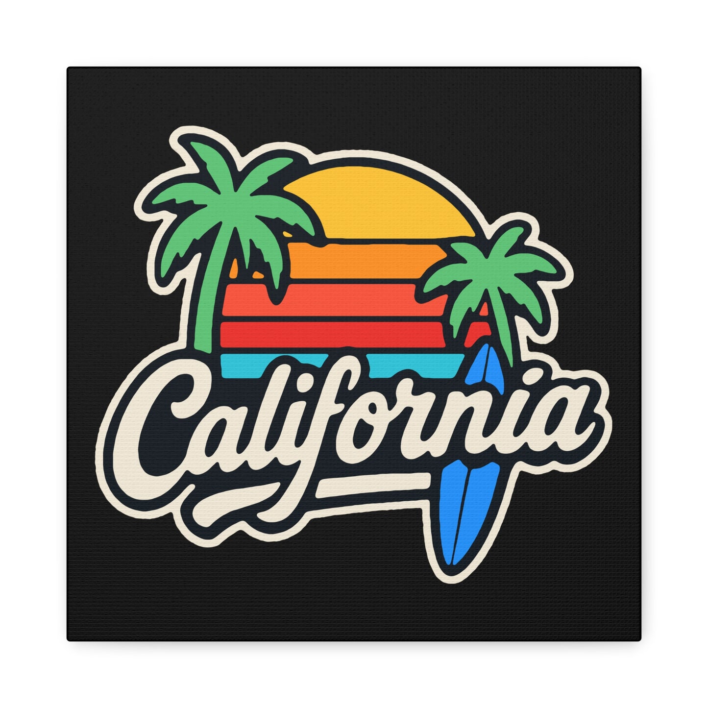 California Sunset Wall Art, Matte Canvas Print, Surf Decor, Tropical Home Decor, Beach Themed Art