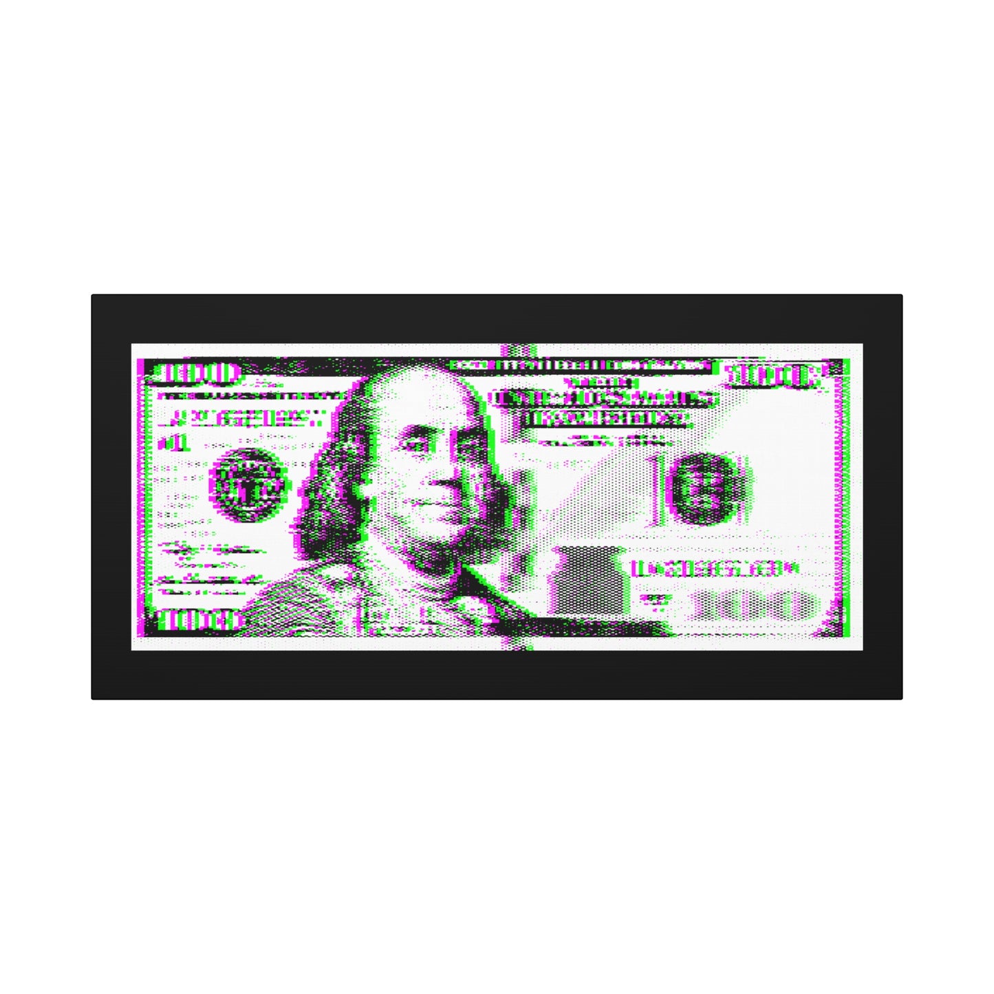 100 Dollars Bill - Green/Magenta Glitch - Canvas