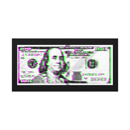 100 Dollars Bill - Green/Magenta Glitch - Canvas