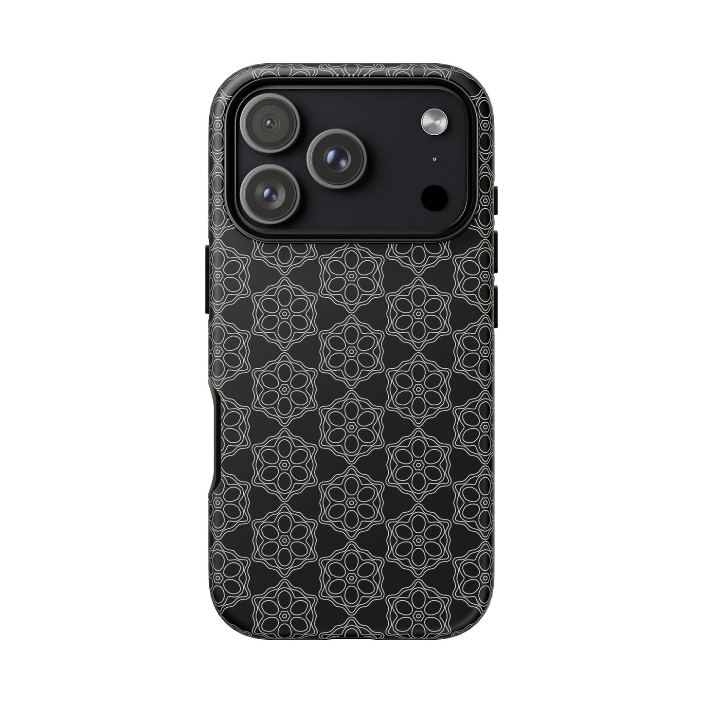 Geometric Pattern Phone Case, Dark Floral Case for Tough Protection, Stylish Smartphone Accessory, Gift for Tech Lovers, Trendy Mobile Cover