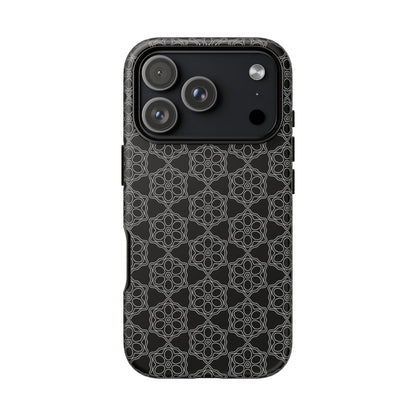 Geometric Pattern Phone Case, Dark Floral Case for Tough Protection, Stylish Smartphone Accessory, Gift for Tech Lovers, Trendy Mobile Cover
