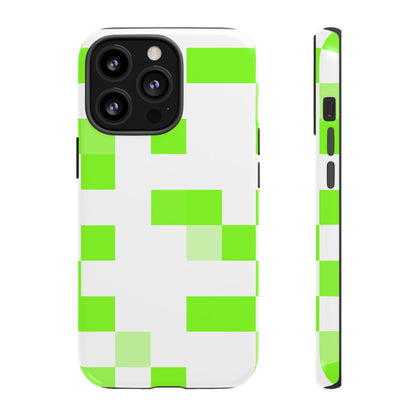 Lime Green Pixel Grid - Phone Case