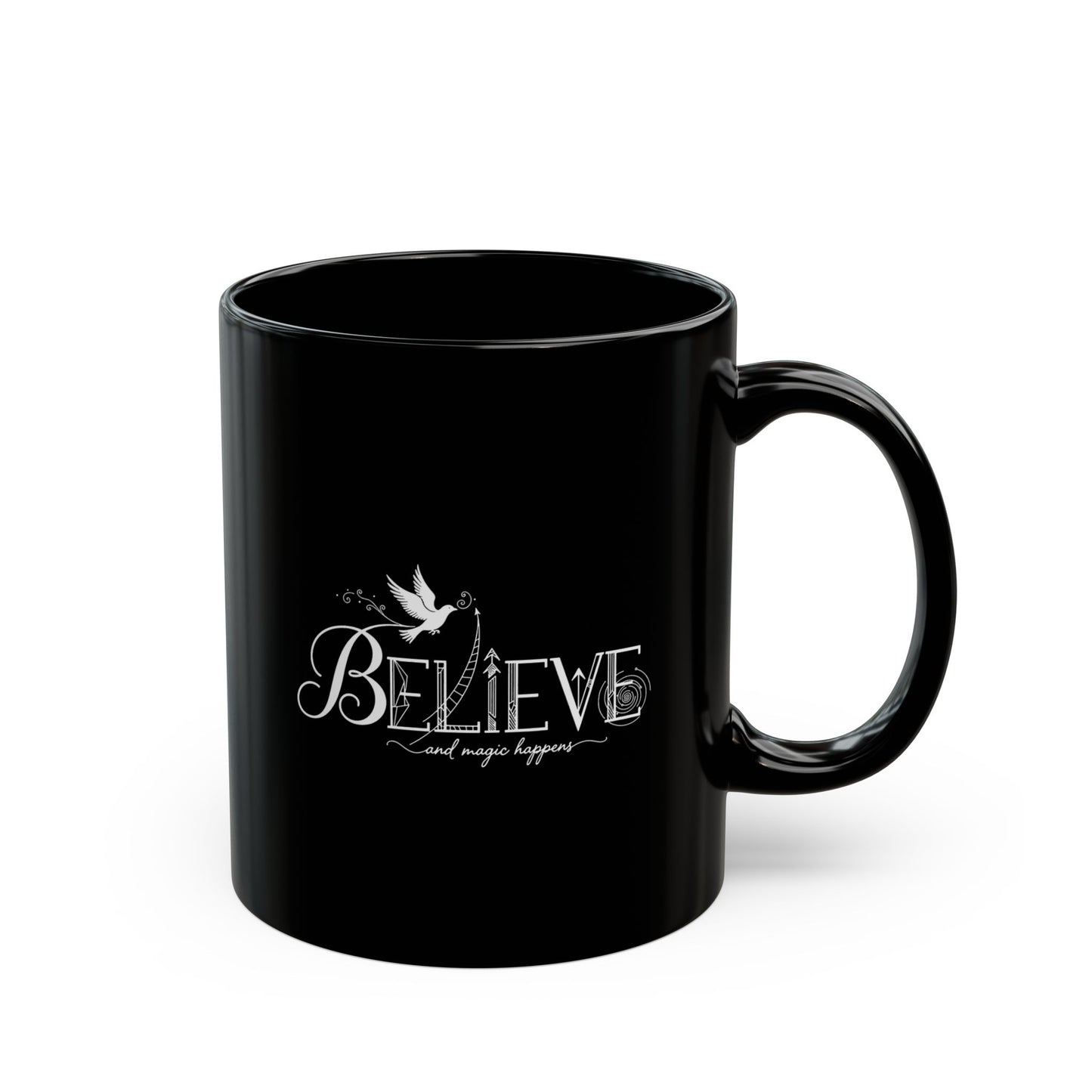 Believe and Magic Happens - Black Mug