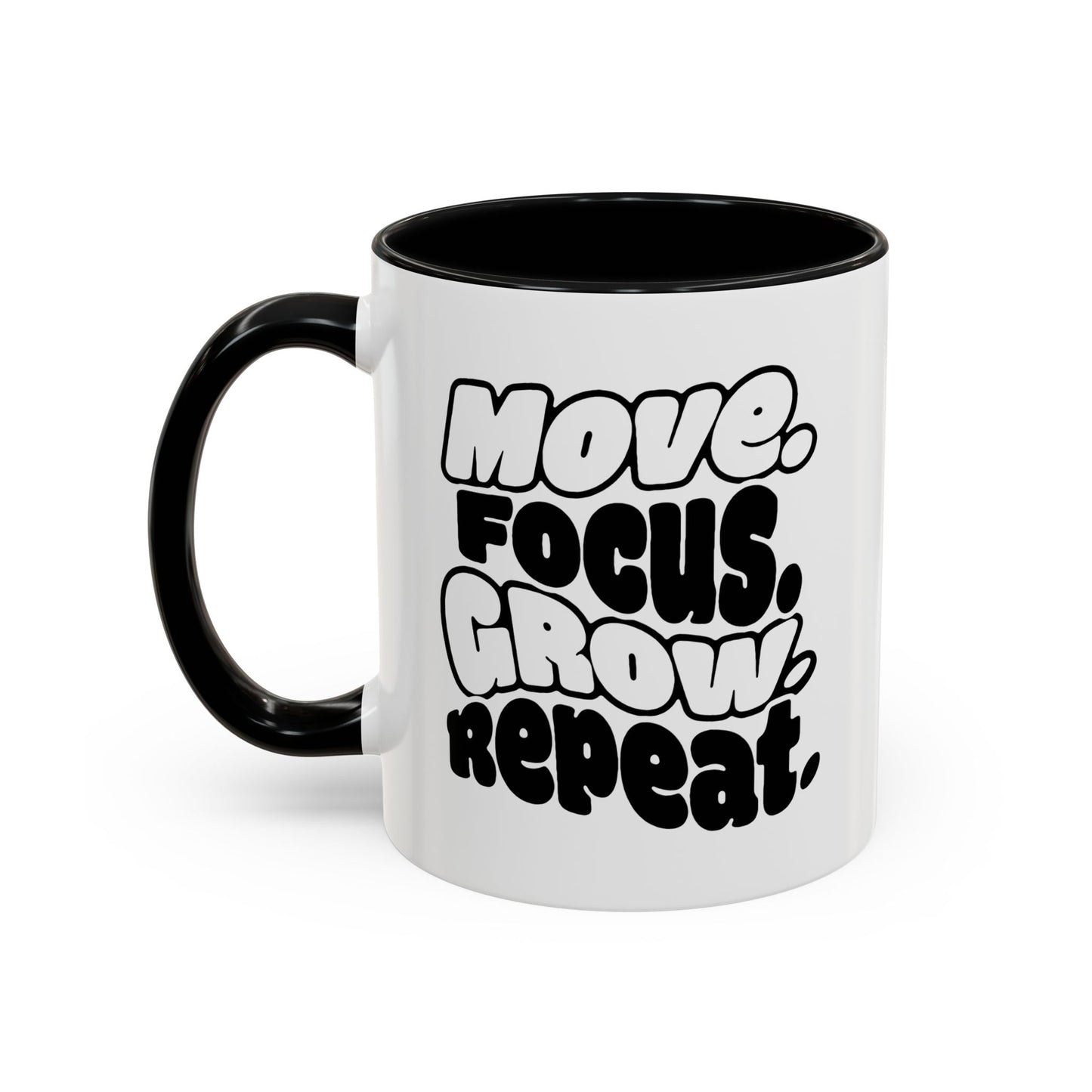 Move. Focus. Grow. Repeat. - Color Accent Mug