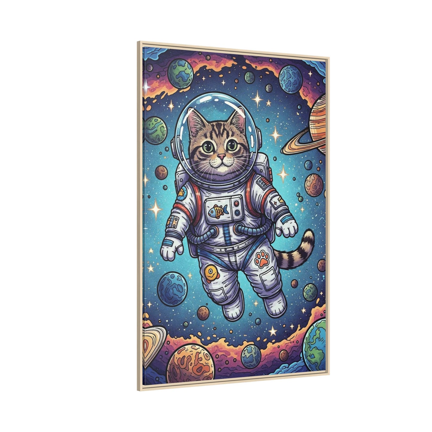 Astronaut Cat - Framed Canvas