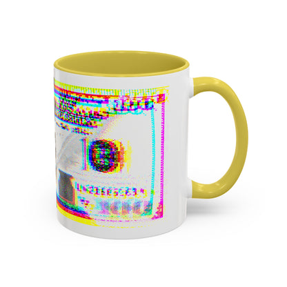 100 Dollars Bill - Neon Color Explosion - Color Accent Mug