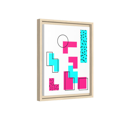 Retro Geometric Vibes - Framed Canvas