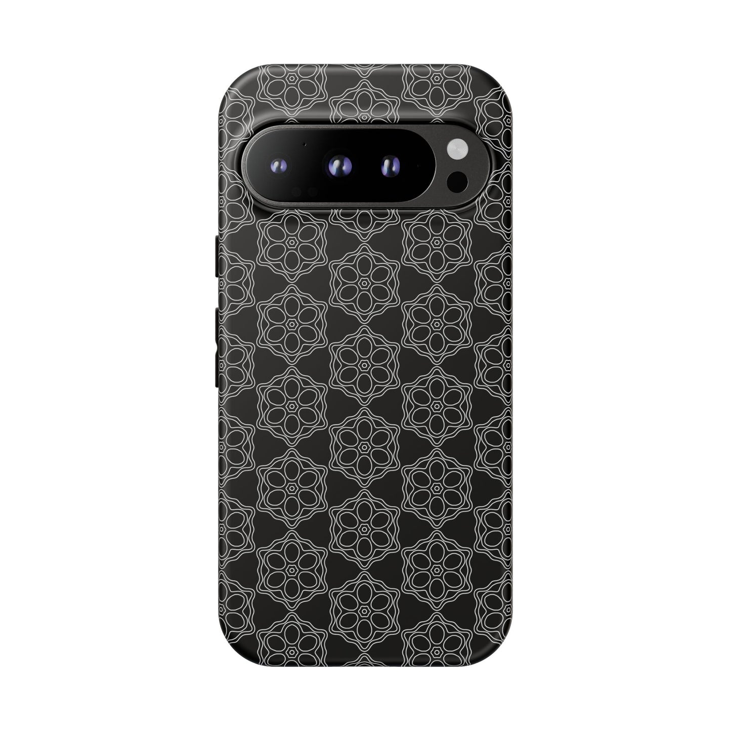 Geometric Pattern Phone Case, Dark Floral Case for Tough Protection, Stylish Smartphone Accessory, Gift for Tech Lovers, Trendy Mobile Cover