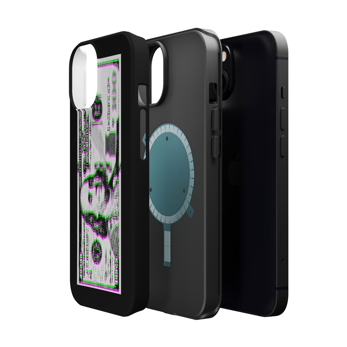 100 Dollars Bill - Green/Magenta Glitch - Magnetic Phone Case