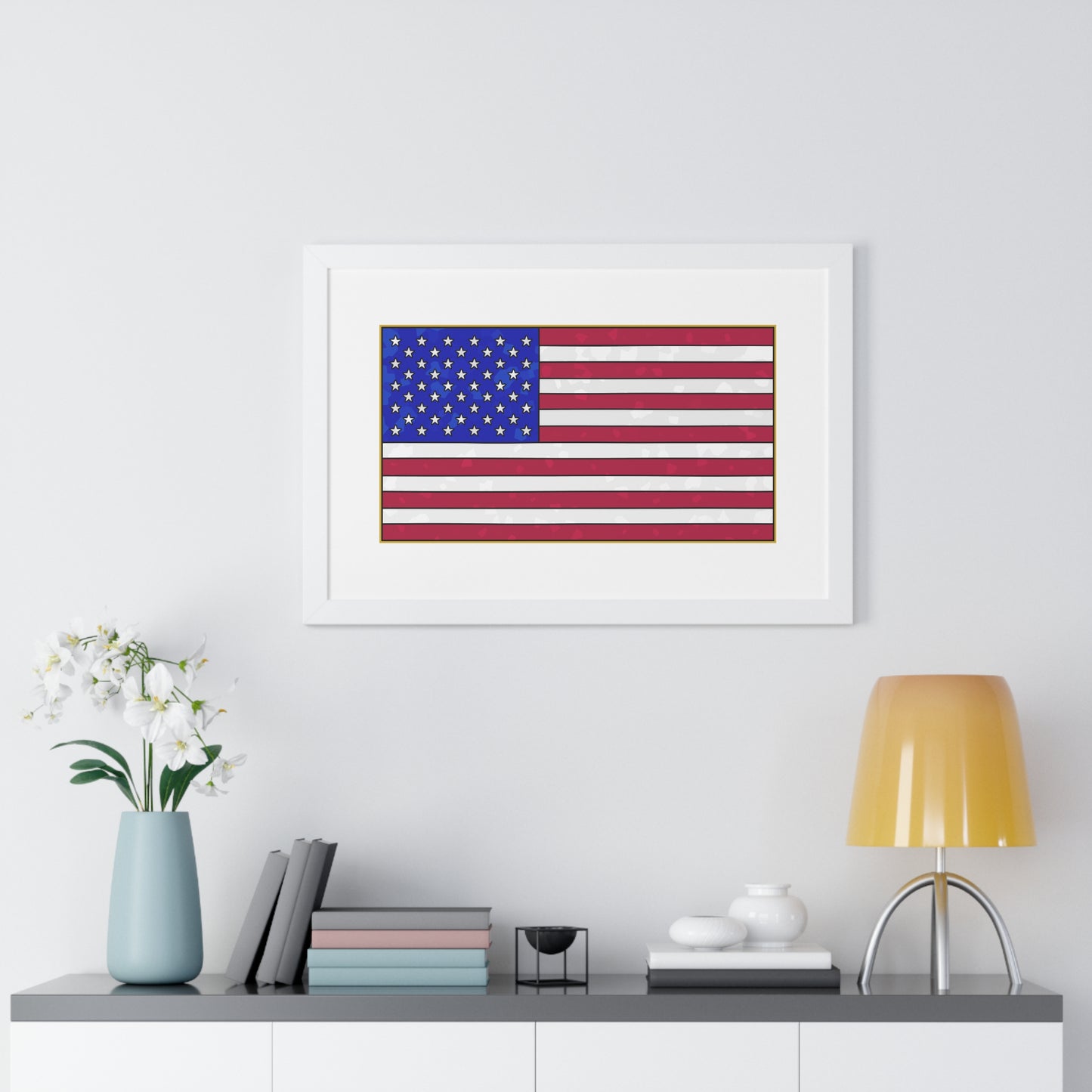New Glory American Flag (Gold Edge Edition) - Framed Poster