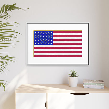 New Glory American Flag (Gold Edge Edition) - Framed Canvas