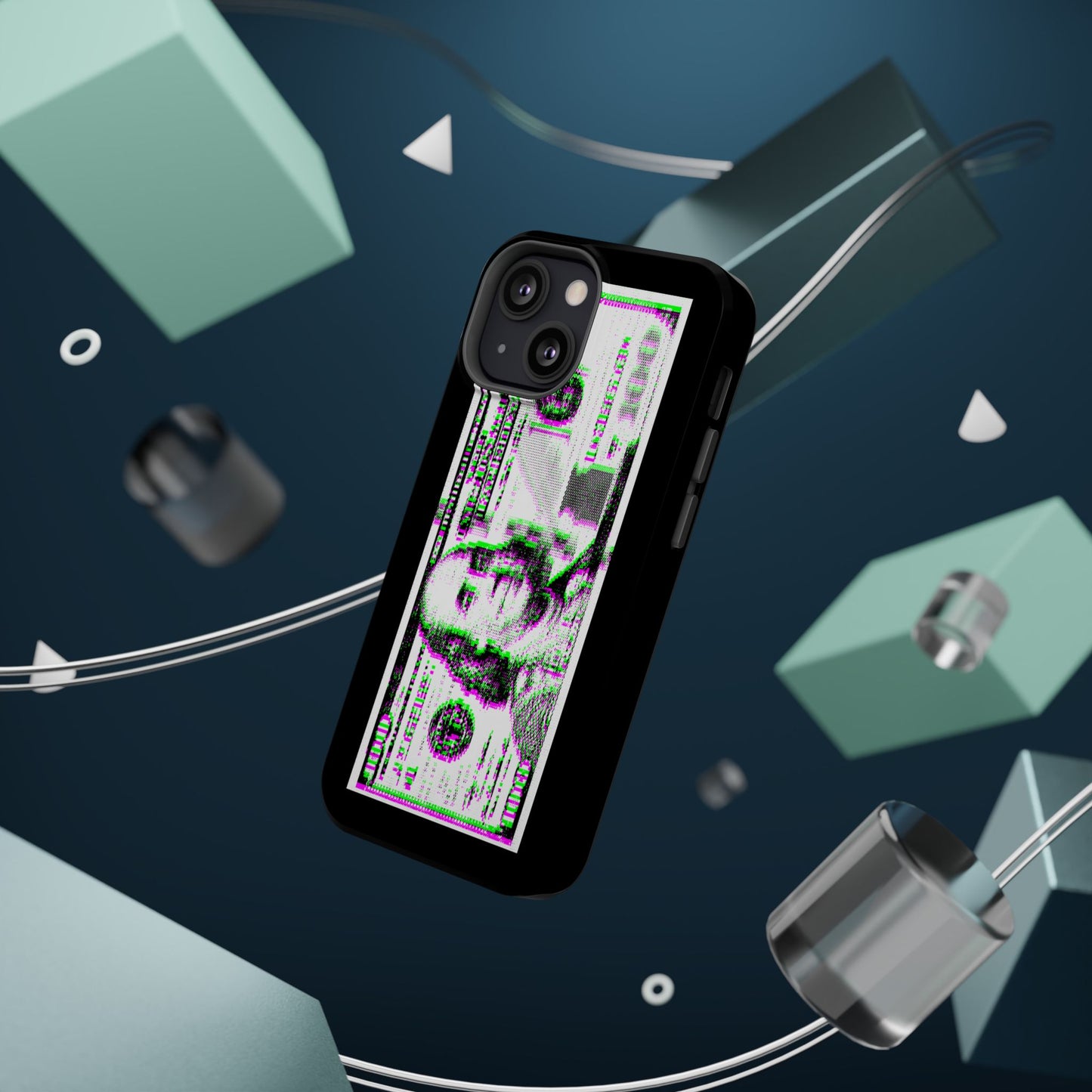 100 Dollars Bill - Green/Magenta Glitch - Magnetic Phone Case