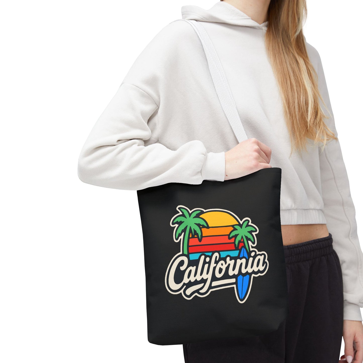 California Retro Tote Bag - Beach Vibes, Summer Accessory, Travel Bag, Gift for Friends, Eco-Friendly Shopping