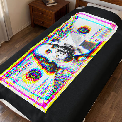 100 Dollars Bill - Neon Color Explosion - Plush Blanket