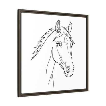 Horse Portrait Sketch - Framed Canvas