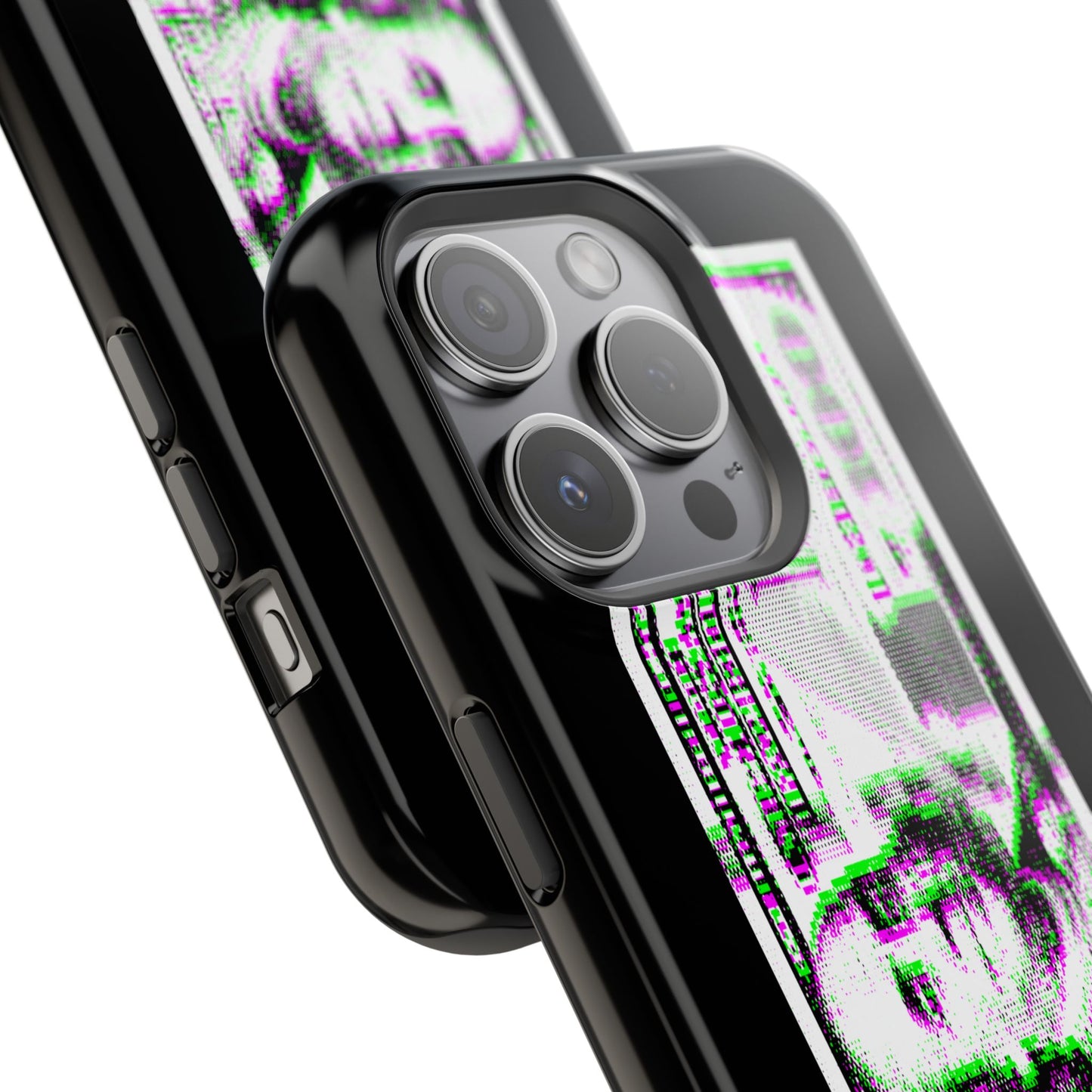 100 Dollars Bill - Green/Magenta Glitch - Magnetic Phone Case
