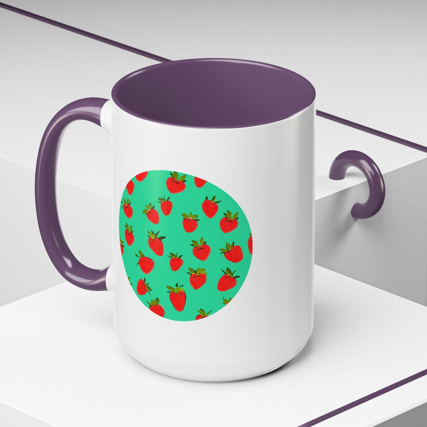 Strawberry Pattern - Color Accent Mug