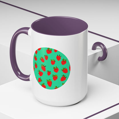 Strawberry Pattern - Color Accent Mug