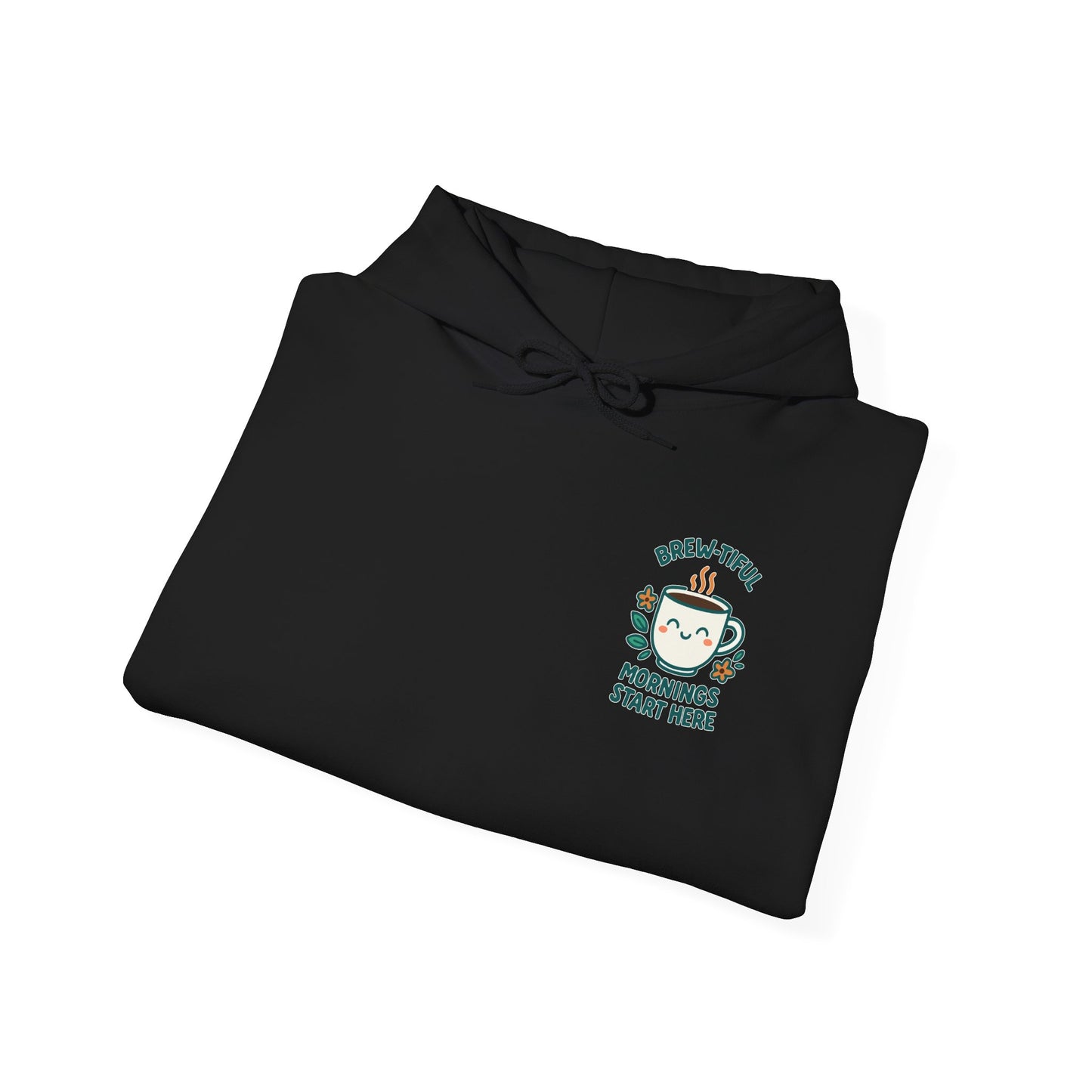 Brew-tiful Mornings Start Here Hoodie, Unisex Sweatshirt for Coffee Lovers, Cozy Gift