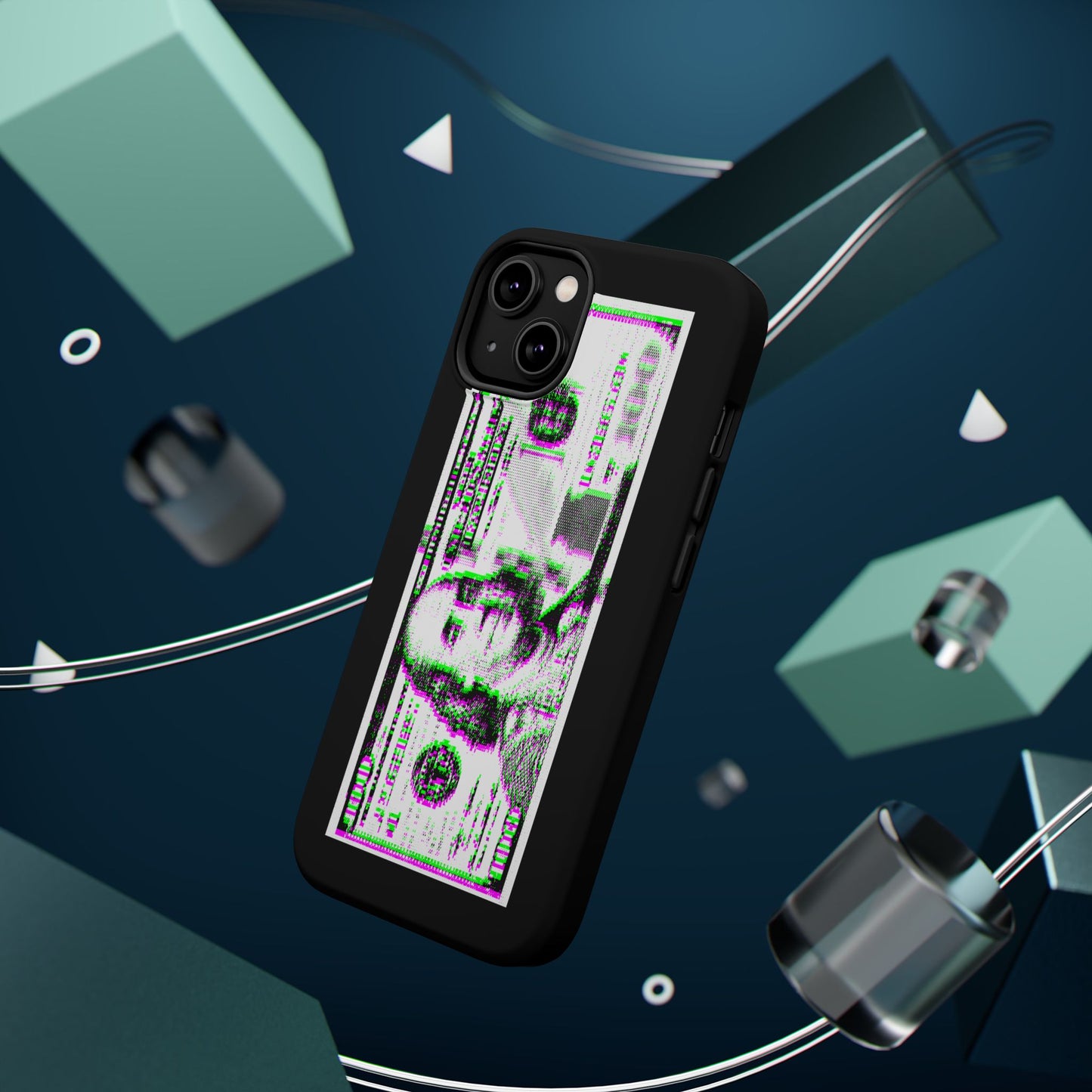 100 Dollars Bill - Green/Magenta Glitch - Magnetic Phone Case