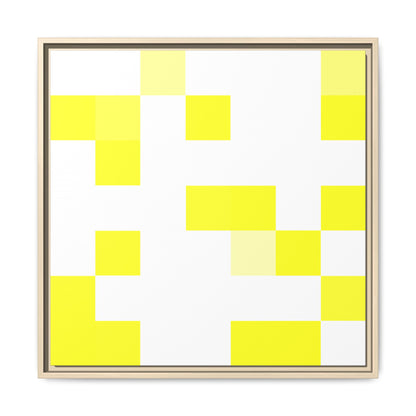 Yellow Pixel Grid - Framed Canvas