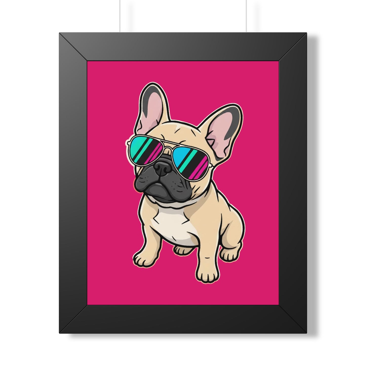 French Bulldog with Sunglasses - Framed Poster