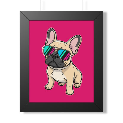 French Bulldog with Sunglasses - Framed Poster