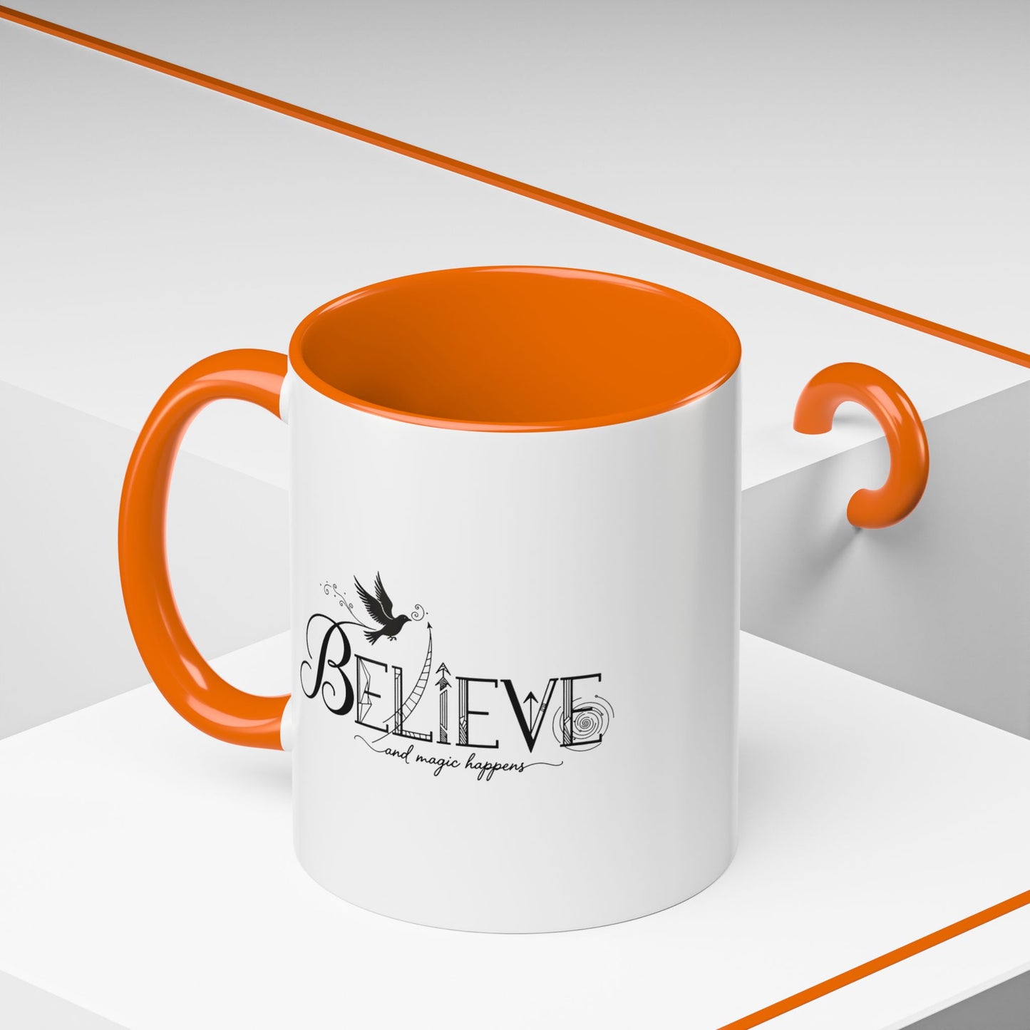 Believe and Magic Happens - Color Accent Mug