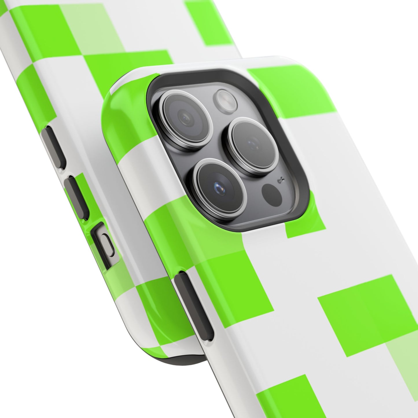 Lime Green Pixel Grid - Magnetic Phone Case