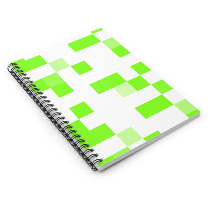 Lime Green Pixel Grid - Spiral Notebook