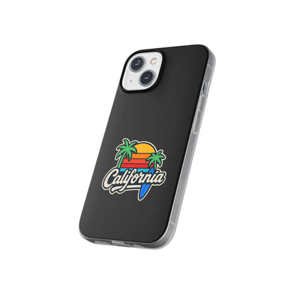 California Sunset Flexi Case, Tropical Phone Cover, Summer Vibe Accessory, Surfer Gift, Personalized Mobile Case