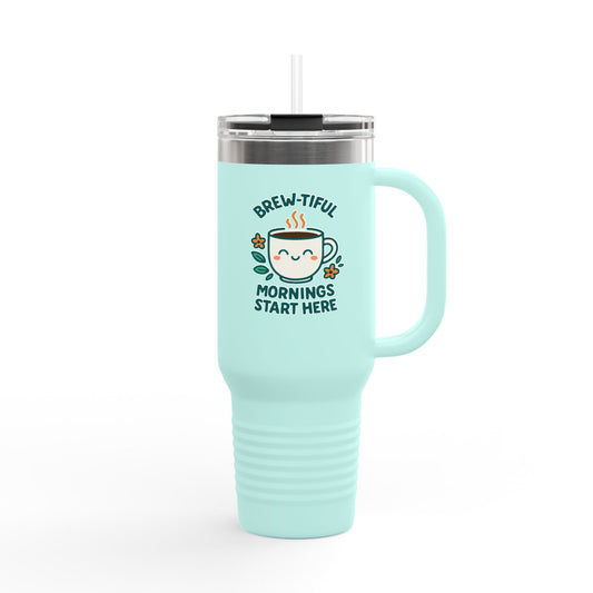 Brew-tiful Insulated Travel Mug, 40oz - Perfect for Coffee Lovers, On-the-Go, Travel, Camping, Office, Gifts