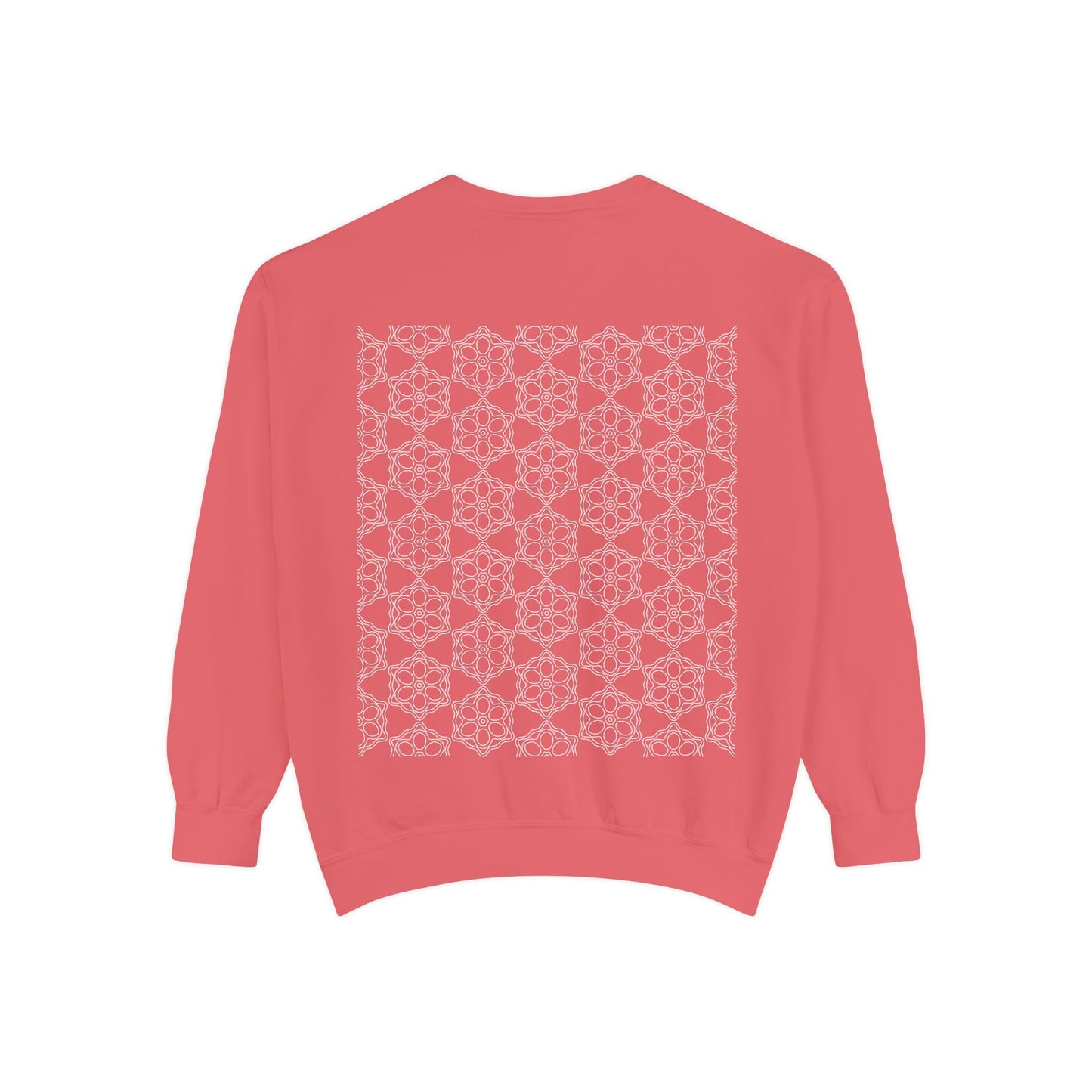 Garment-Dyed Sweatshirt with Elegant Floral Design, Cozy Unisex Sweater, Fashionable Casual Wear, Gift for Her, Perfect for Spring Style