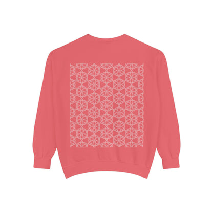 Garment-Dyed Sweatshirt with Elegant Floral Design, Cozy Unisex Sweater, Fashionable Casual Wear, Gift for Her, Perfect for Spring Style