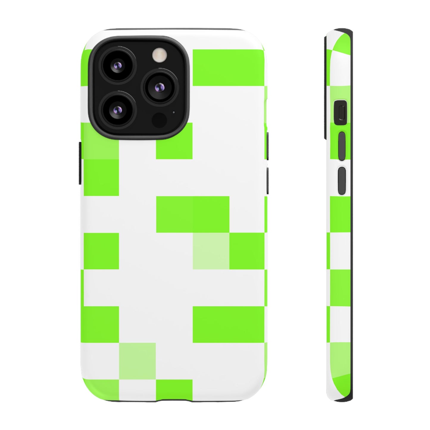 Lime Green Pixel Grid - Phone Case