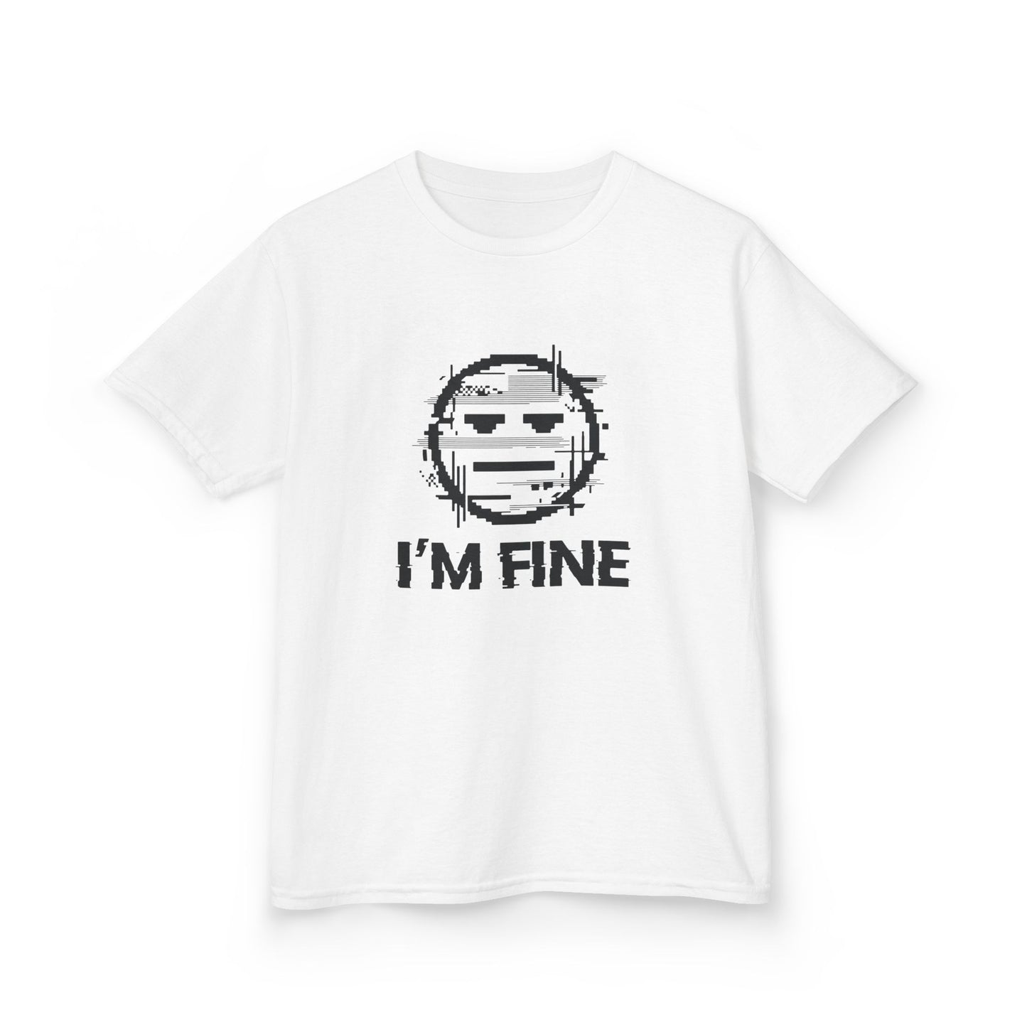 I’m Fine Glitched Smiley - Kids Tee