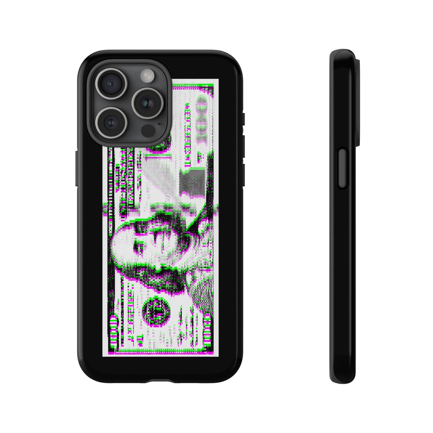 100 Dollars Bill - Green/Magenta Glitch - Phone Case
