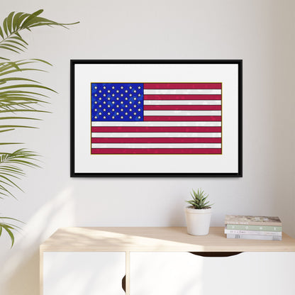 New Glory American Flag (Gold Edge Edition) - Framed Canvas