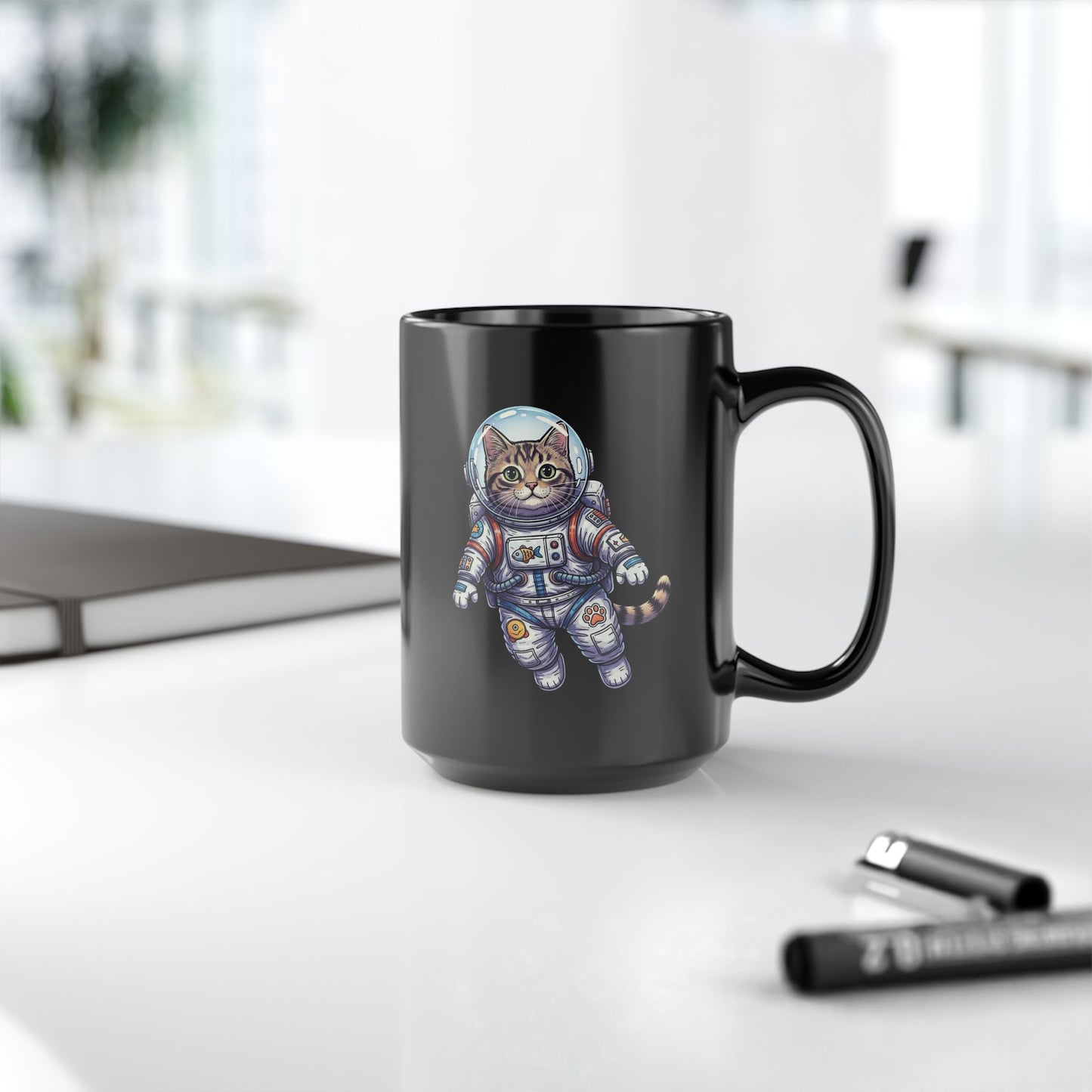 Astronaut Cat - Black Mug
