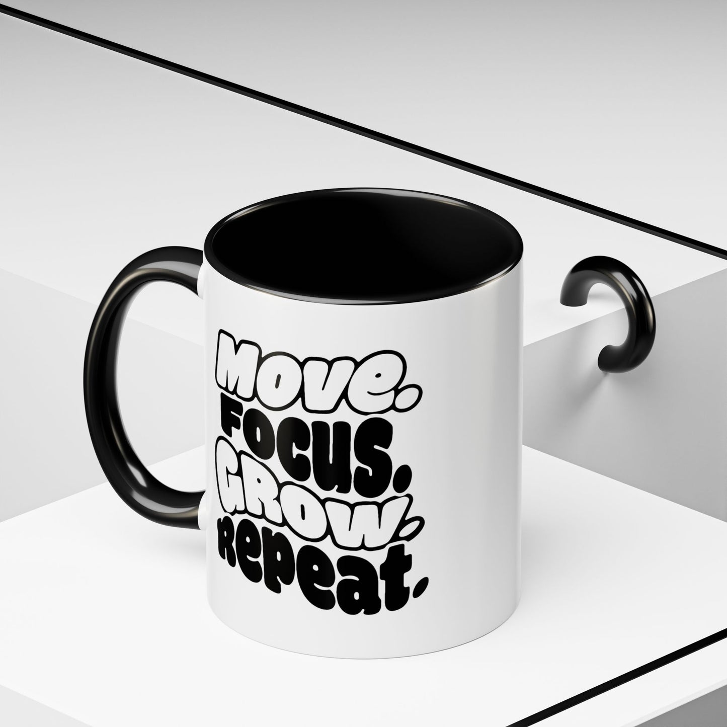 Move. Focus. Grow. Repeat. - Color Accent Mug