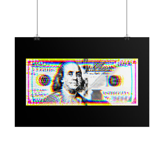 100 Dollars Bill - Neon Color Explosion - Poster