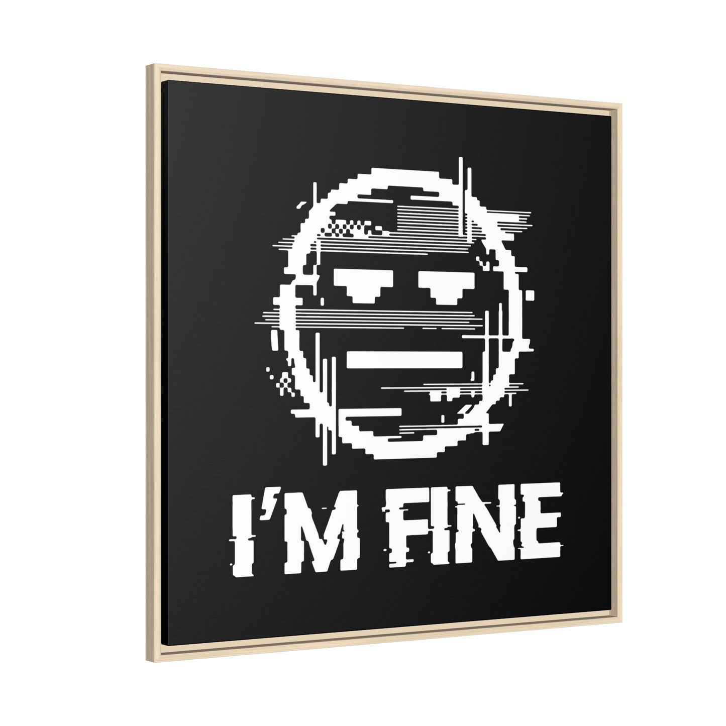 I’m Fine Glitched Smiley - Framed Canvas