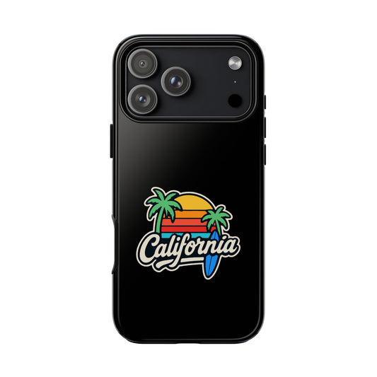 California Sunset Phone Case, Tropical Cell Phone Cover, Beach Lover Gift, Summer Vibes Accessory, Surfing Decor, Personalized Case