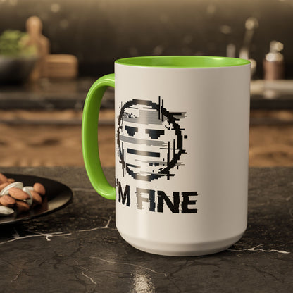 I’m Fine Glitched Smiley - Color Accent Mug