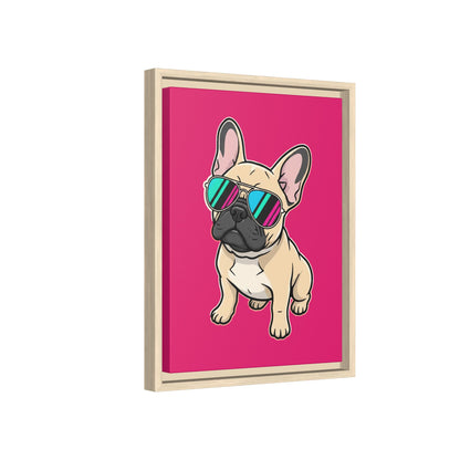 French Bulldog with Sunglasses - Framed Canvas