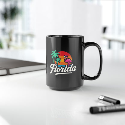 Florida Sunset Palm - Black Mug