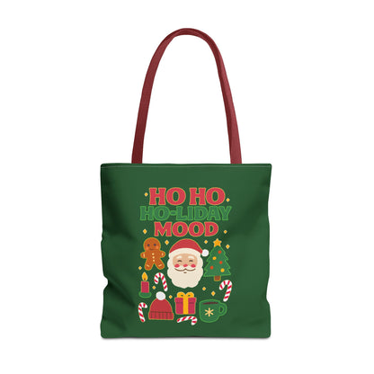 Festive Holiday Tote Bag, Christmas Bag, Santa Gift Bag, Ho Ho Ho Mood, Seasonal Shopping Tote, Cute Winter Accessory