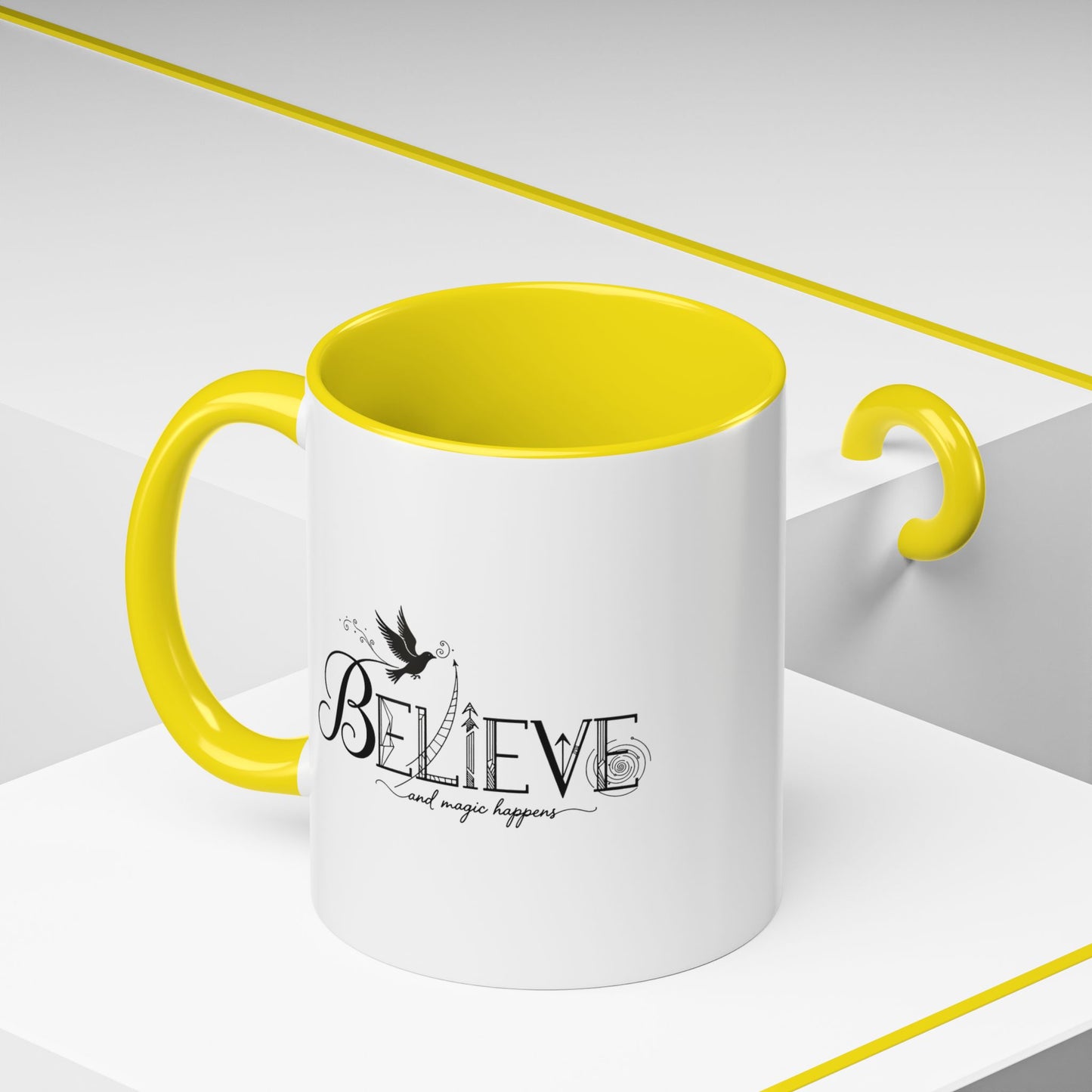 Believe and Magic Happens - Color Accent Mug