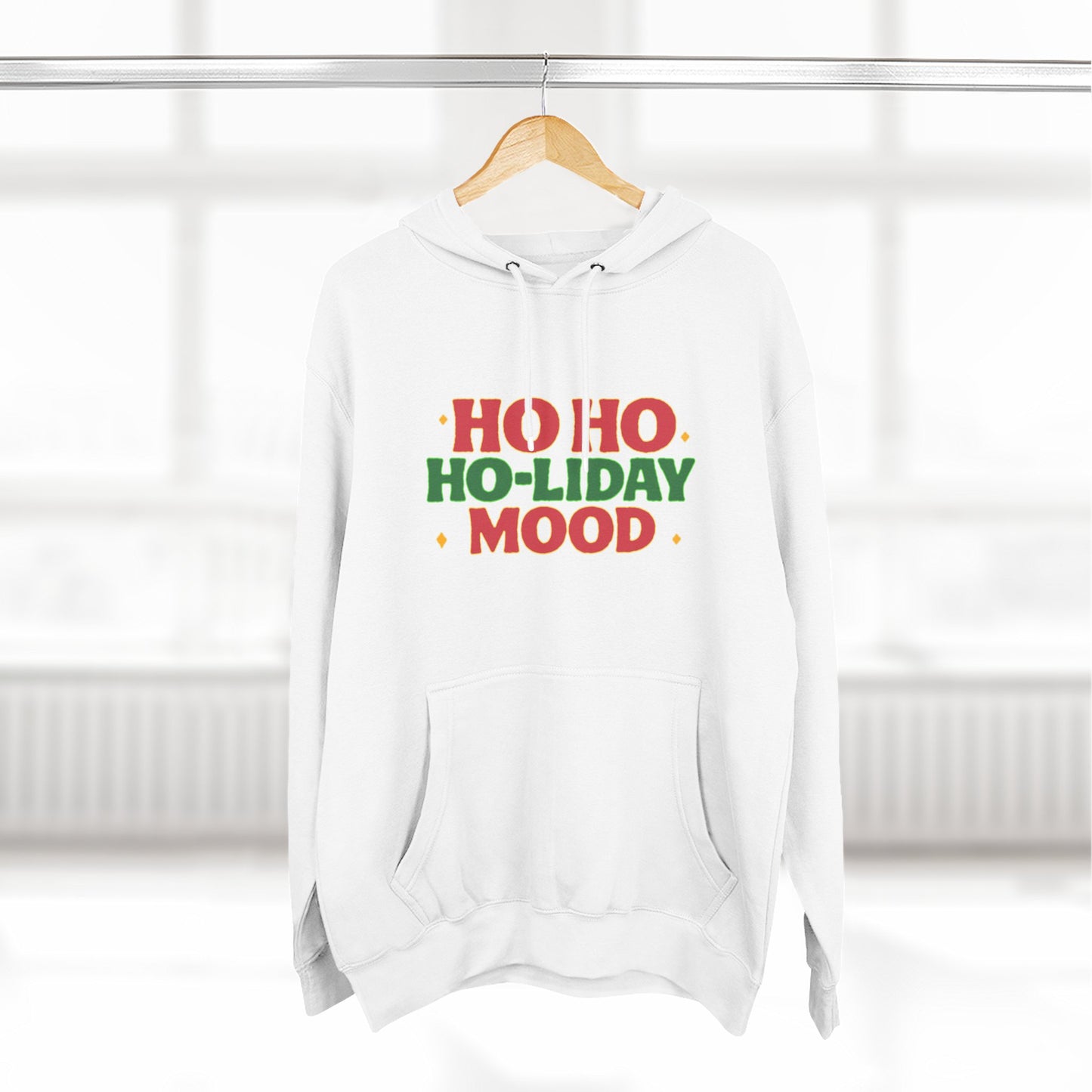 Festive Fleece Hoodie, Ho Ho Ho-liday Mood, Eye-catching Design for Holidays