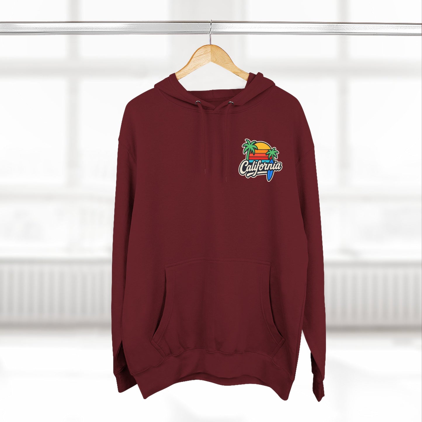 California Sunset Fleece Hoodie, Cozy Streetwear, Beach Vibes, Gift for Her, Summer Outfit, Travel Apparel